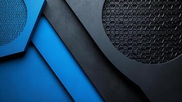 Textured geometric shapes in contrasting black and blue colors create a modern aesthetic with a focus on design and material photo