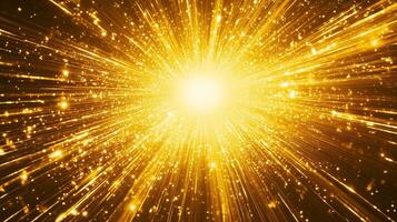 Golden explosion of light and shimmering particles in a dark background, creating a vibrant visual effect during the night photo