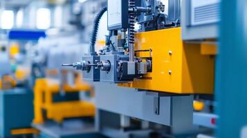 Advanced manufacturing machinery in a factory workshop showcasing intricate components and assembly processes during daylight hours photo