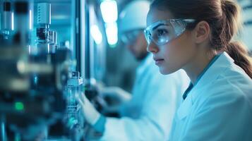 Scientist conducting experiments in a modern laboratory with advanced equipment during a research session photo
