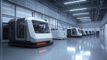 High-tech automated manufacturing facility with advanced machinery during daytime operations photo