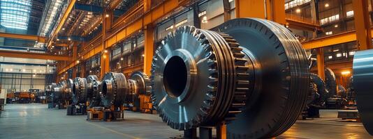 Large industrial machinery in a manufacturing facility showcasing advanced engineering in a well-lit workshop environment photo
