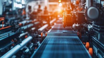 Industrial machinery in a modern factory setting showcasing automated production processes during daytime operations photo