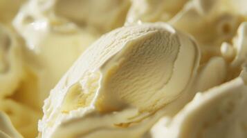 Delicious scoop of creamy vanilla ice cream on a background of smooth, swirled ice cream texture photo