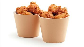 Crispy golden fried chicken served in brown paper cups, perfect for casual dining moments or gatherings with friends photo