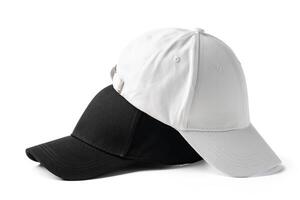 Two White and Black Hats on a White Background photo