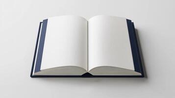 An open book on a white background photo