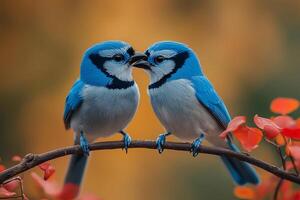 Tow Blue Jay love in the Brazil beautiful background photo