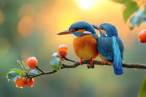 Tow Kingfisher bird love in the Brazil beautiful background photo