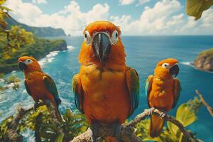Tow Kea Bird playing with family beautiful background photo