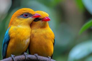 Tow Indian Pitta love in the Brazil beautiful background photo