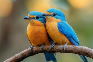 Tow Indian Roller love in the beautiful background photo