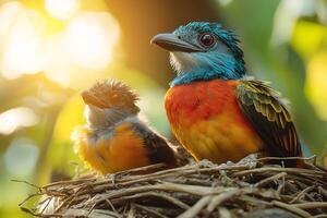 Resplendent Quetzal playing with family beautiful background photo