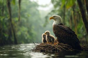 Bald Eagle playing with family photo
