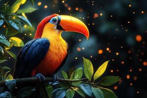 Toco Toucan gr is sawering in the beautiful background photo
