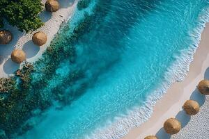 Grace Bay Beach Turks and Caicos top view realistic photo