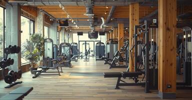 A dynamic workout session in a well-equipped gym photo