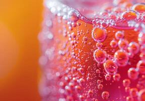 Close-up shot of the bubbly texture of a carbonated soda photo