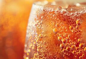 Close-up shot of the bubbly texture of a carbonated soda photo