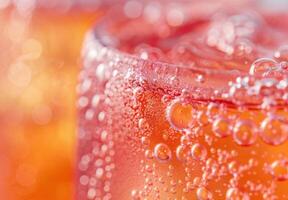Close-up shot of the bubbly texture of a carbonated soda photo