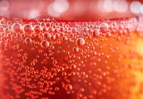 Close-up shot of the bubbly texture of a carbonated soda photo