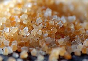 Extreme close up of the granular texture of sea salt crystals photo