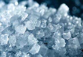 Extreme close up of the granular texture of sea salt crystals photo