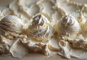 Macro shot of the creamy texture of melting ice cream photo