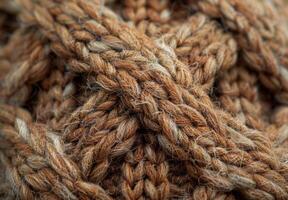 A close up of a knitted wool sock, showing the interlocking fibers and pattern photo
