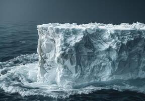 Iceberg floating in the ocean with dark clouds photo