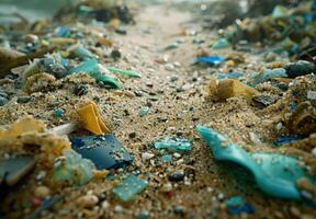 Plastic pollution in the ocean photo