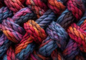 A close up of a colorful knitted fabric photo