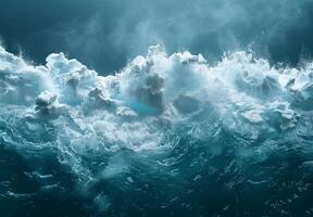 A large wave crashing into the ocean photo