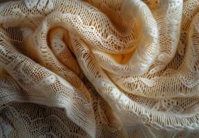 A close up of a white lace fabric photo