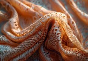 An orange lace fabric with a pattern photo