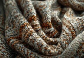 A close up of a knitted blanket photo
