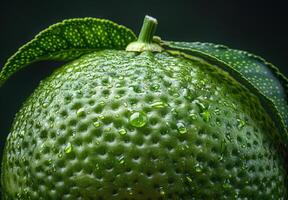 A lime with water droplets on it photo