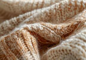 Close up of a knitted blanket photo