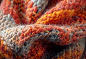 A close up of a knitted scarf photo
