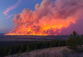 A large fire is burning in the sky photo