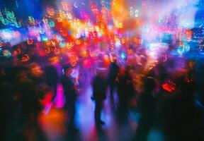 Blurred image of people dancing at a party photo