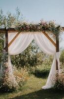 Wedding arch with flowers photo