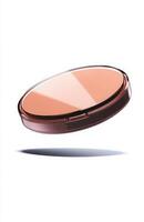 A flat cosmetic compact case levitating in mid-air, with clean edges and smooth reflections, isolated on a bright white background photo