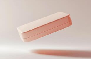 A simple, rectangular cosmetic jar hovering slightly above the surface, with subtle lighting and smooth edges, isolated on a white background photo