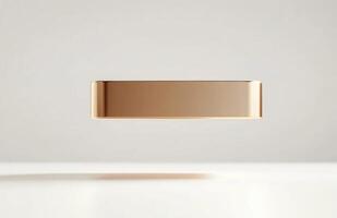 A simple, rectangular cosmetic jar hovering slightly above the surface, with subtle lighting and smooth edges, isolated on a white background photo