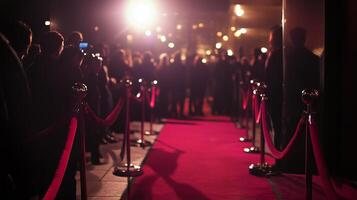 A red carpet with people standing on it photo