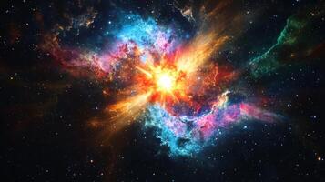 A galactic rift showing a supernova explosion, with vibrant space clouds swirling around photo