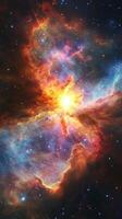 A galactic rift showing a supernova explosion, with vibrant space clouds swirling around photo