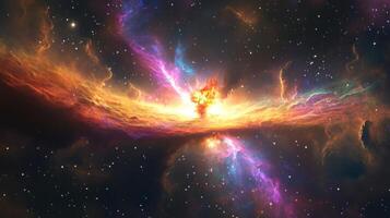 A galactic rift showing a supernova explosion, with vibrant space clouds swirling around photo