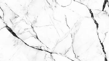 Close-up texture of white marble with bold black veins, creating a dramatic contrast and luxurious pattern photo